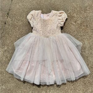 Girls Pale Pink Lace & Tulle Party Dress